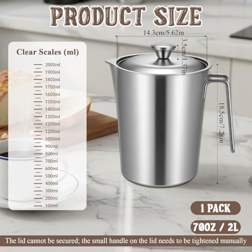 Jarra de acero inoxidable 304 con tapa, 2 litros miniatura 2