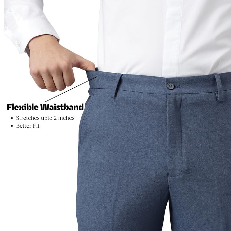 Image of SUBTRACT Slim-Fit Stretchable Lycra Formal Pants for Men with Flexible Waistband | Stylish Men's Wear Trousers for Office or Party |Dress Trouser Pant