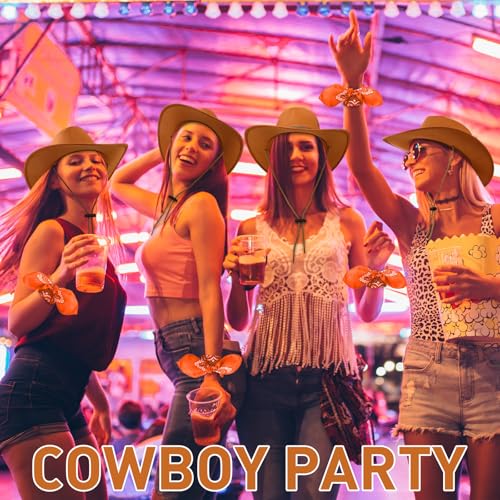 Image of Zhanmai 12 Pcs Cowboy Hat and Bandana Cowboy Cowgirl Hats Bulk Western Party Costume Halloween Accessory