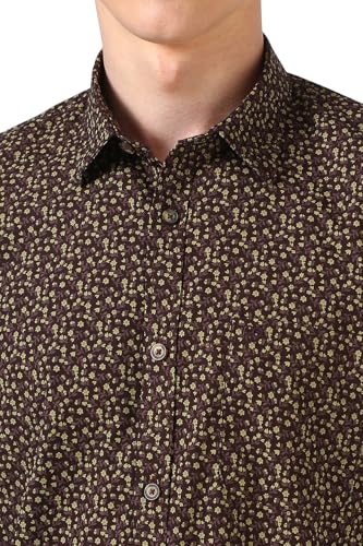 Image of Peter England Men's Everyday Ditsy Print Slim Fit Full Sleeve Casual Shirt | 100% Cotton