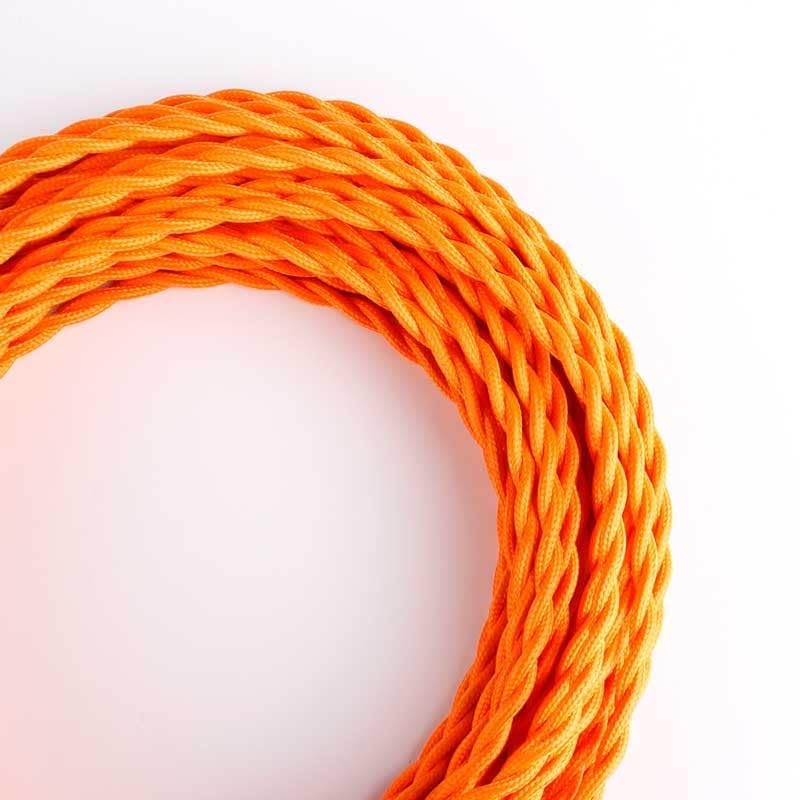 Image of 16.4ft 18 Cloth Covered Electrical Wire 5m Vintage Style 18-Gauge Twisted Braided Cord for Antique Lamps DIY Lighting Projects Chandeliers Home Decor (2 Core Twisted - Orange)