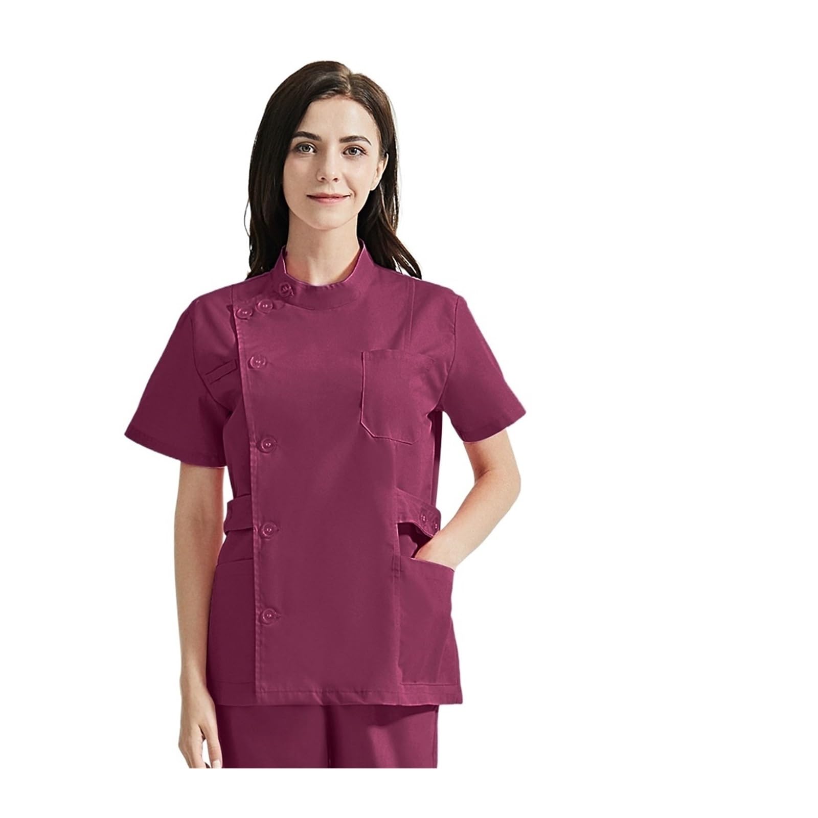 Uniformes Mujeres Servicio de Salud Enfermera Ropa de Trabajo Uniformes de SPA Precios de Mujeres Trajes(Wine Red,M)