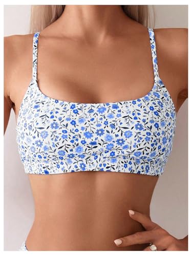 Verdusa Women's 2 Piece Floral Print Bikini Set Boho Square Neck Backless Low Rise Swimsuit3