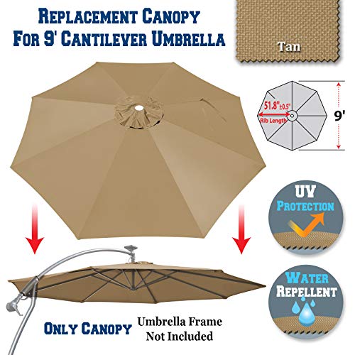 Benefitusa Umbrella Cover Canopy 9Ft 8 Rib Patio Replacement Top Outdoor-Tan #TOP7