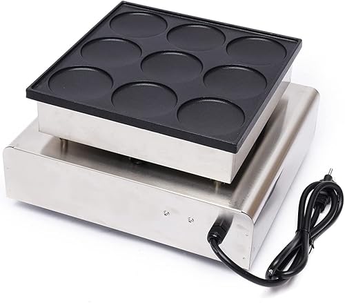 Miniatura 9 de Mini Dutch Pancake Baker Nonstick 9PCS Stainless Steel Dutch Pancake Waffle Maker Machine Commercial Electric Waffle Maker Muffin Making Machine for