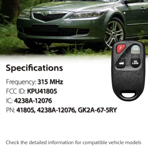 Mando a distancia KPU41805 de 4 botones para Mazda 6 2006 4