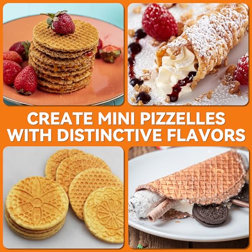 Baker’s Friend Pizzelle Maker Electric, 4 X 3.5” Pizzelle Waffle Cookies for Christmas Baking Supplies, Stroopwafel Iron, Cookie Maker Machine with Pattern, Thin Waffle Maker, Aqua by Baker's Friend - Image 5