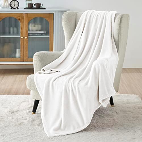 Bedsure Fleece Blanket Twin Blanket White - 300GSM Soft Lightweight Plush Cozy Twin Blankets for Bed, Sofa, Couch, Travel, Camping, 60x80 inches