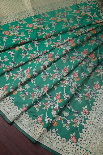 Image of DEVANGI Women's Woven Banarasi Silk Dupatta /Chunni For Women, Floral Print 1 Meter Wide and 2.3 Meter Length Printed Designer Dupatta /Chunni For Girls