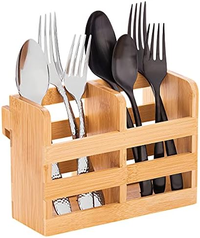 Bamboo Utensil Holder for Dish Rack - Flatware, Cutlery and Utensil Drying Caddy - Fits Bambusi Bamboo Dish Drying Racks