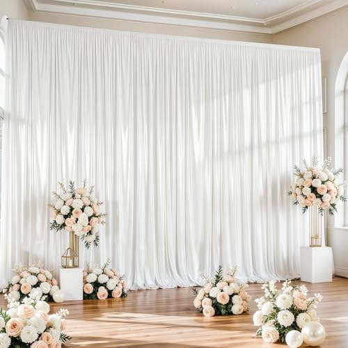 Cortinas de Fondo Satín Blanco 2 Paneles 10x10FT miniatura 4