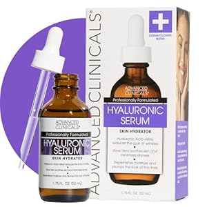 Advanced Clinicals Hyaluronic Acid Serum For Face | Moisturizing Facial Skin Care Products | Hydrating Serum For Face Helps Improve Look Of Wrinkles, Fine Lines, & Uneven Dry Skin Texture, 1.75 Fl Oz