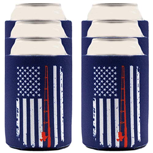 Fishing Gifts For Men & Women Can Cooler 6-Pack, Insulated Beer Sleeves Bundle