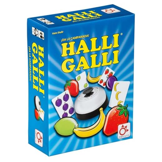 Mercurio - Halli Galli - Juego de Mesa de Acción y Reflejos con Timbre - Ideal para Fiestas, Reuniones Familiares y Viajes - Rápido, Divertido y Compacto - 2 a 6 Jugadores - Duración 15 min
