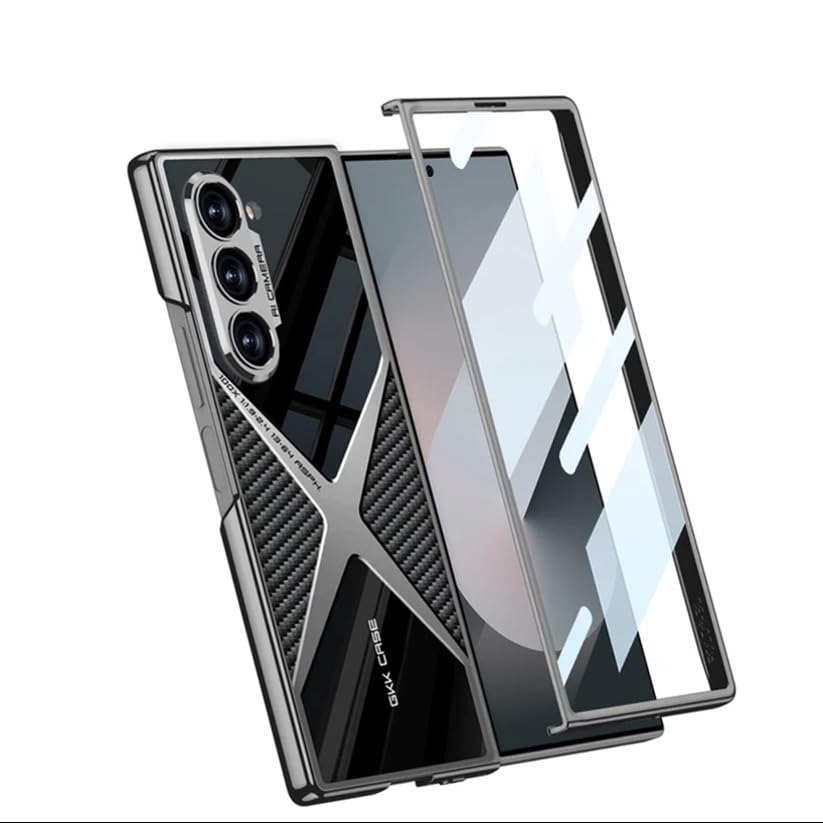 Image of MILLION CASES Back Cover Case for Samsung Galaxy Z Fold6 Shockproof Protective Polished Guard Business Leather Case for Men & Boys(Natural Titanium)