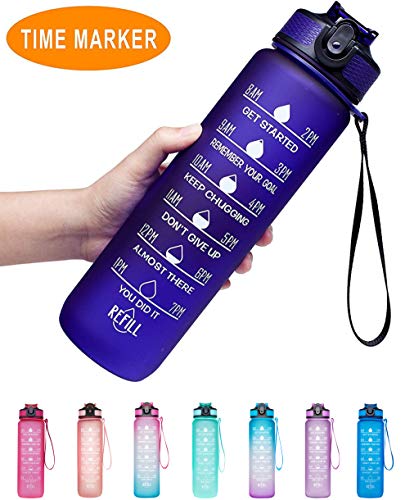 Venture Pal 32oz Leakproof Tritran BPA Free Water Bottle with Motivational Time Marker
