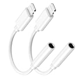 2 Pack &lbrack;Apple MFi Certified&rsqb; Apple Lightning to 3&period;5 mm Headphone Jack Adapter&comma; iPhone to 3&period;5mm Headphone&sol;Earphone Aux Audio Converter Adapter Dongle Cable for iPhone 14 13 12 11 Pro Max XS XR X 8 7 6