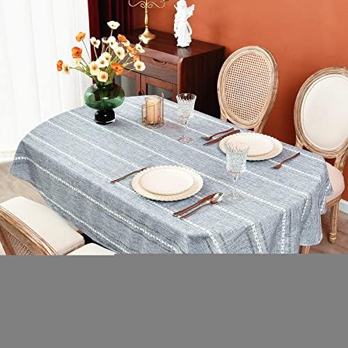 Amazon.com: Monibana Rustic Oval Cotton Linen Tablecloths Embroidered ...