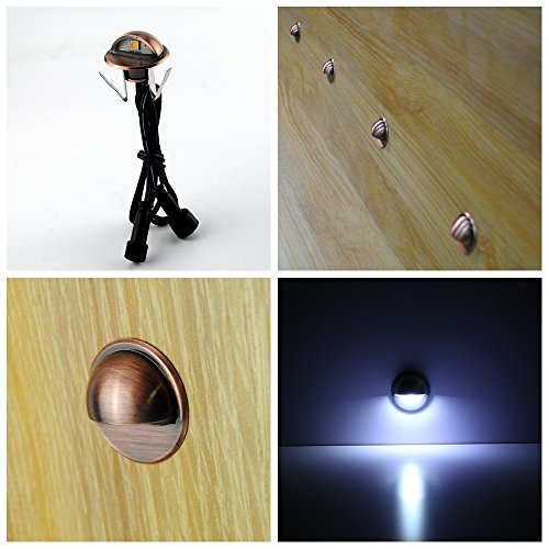 FVTLED 20pcs Low Voltage LED Deck Lights kit Φ1.38 Outdoor Garden Yard Decoration Lamp Recessed Landscape Pathway Step Stair Cold White LED Lighting, Bronze - Thumbnail 6