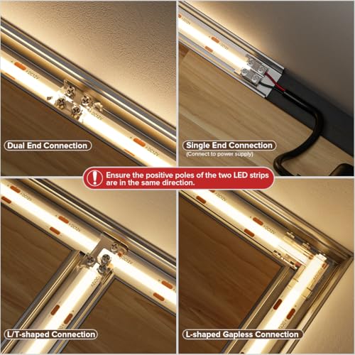 Tira LED COB 16.4FT 24V IP65 3000K CRI90+ con Conectores miniatura 5