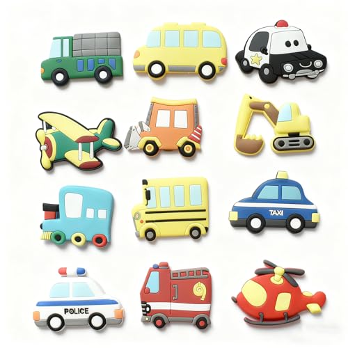 12 Stück Kühlschrankmagnete Für Kleinkinder Transport-Fahrzeug Gummi Kühlschrank Magnete Kinder Cartoon Fahrzeuge Kinder Magnete Geeignet Für Kühlschränke Büros Wohnungen Schränke Whiteboards Usw