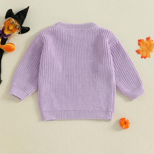 Toddler Baby Boy Girl Halloween Outfit Pumpkin Sweater Embroidery Knit Pullover Sweatshirt Fall Winter Clothes4