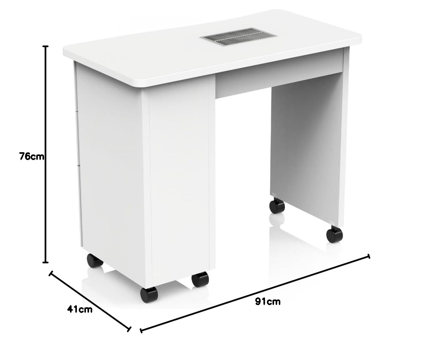 Tavolo per Ricostruzione Unghie con Aspiratore Polvere e Cuscino Poggiamani 91x41x76 cm
