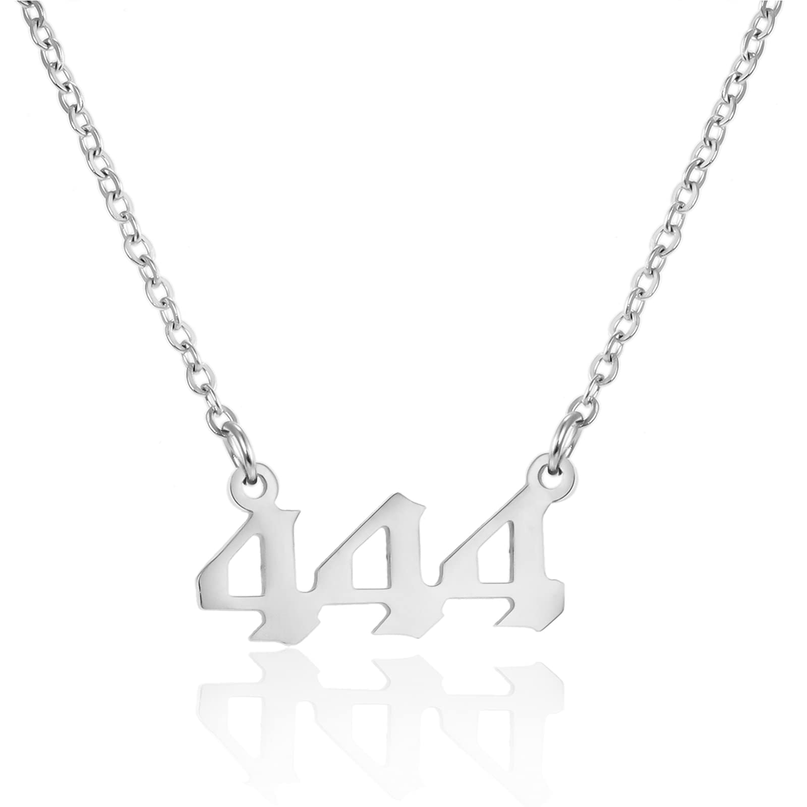 RINHOO Angel Number Necklace Old English Gold/Silver 000 111 222 333 444 555 666 777 888 999 Stainless Steel Pendant Necklace Numerology Jewelry