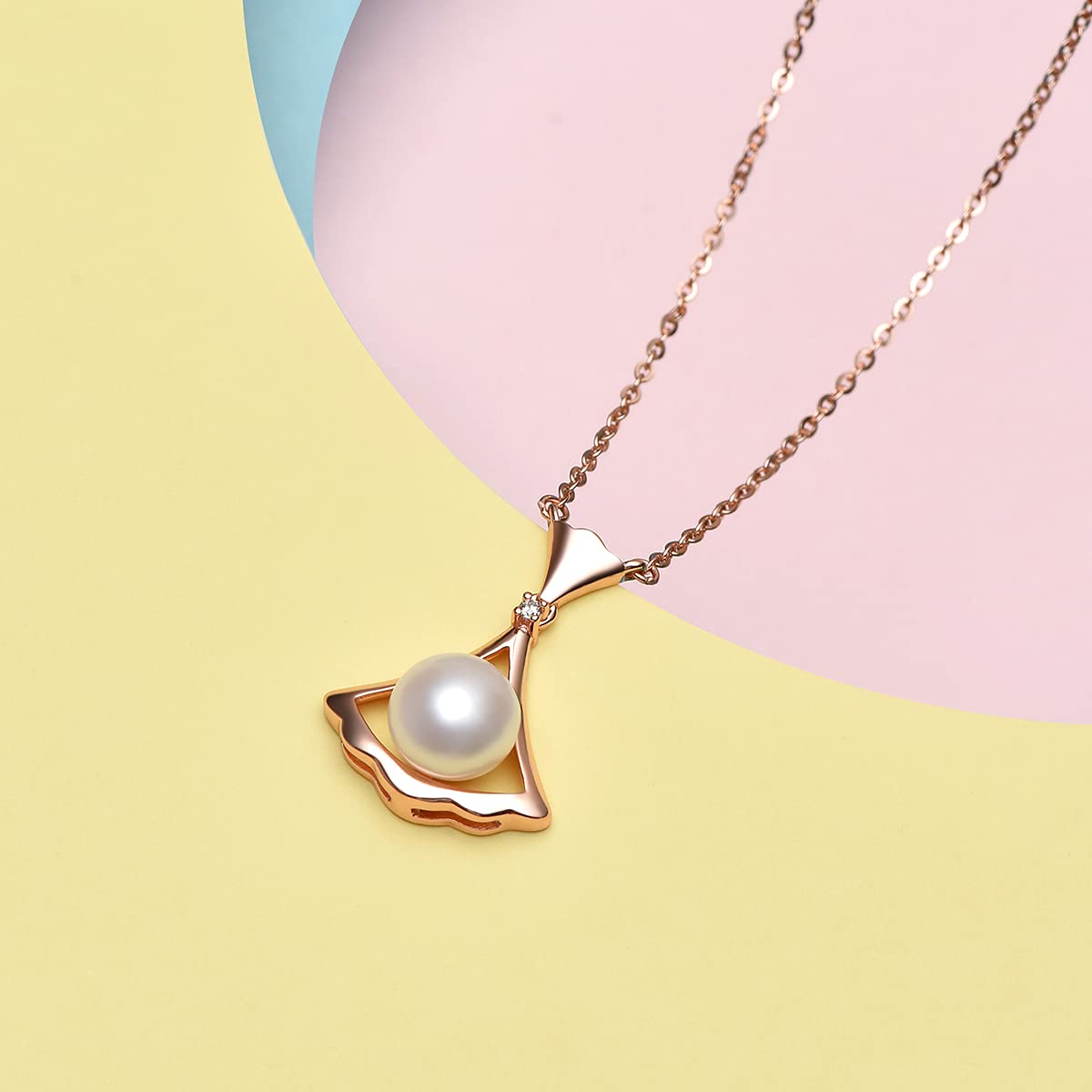 Ciondoli di perle d'acqua dolce naturali bianche da 7-8 mm Girocollo a catena in argento sterling 925 con zirconi placcati in oro