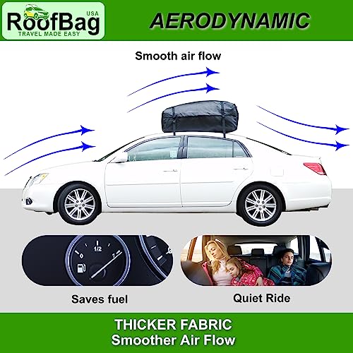 13 Cubic RoofBag Car Rooftop Cargo Carrier, Waterproof Roof Bag Top Luggage Storage Carriers for Any Car with/Without Rack Cross Bar Including Anti-Slip Mat + Strong Nylon Straps + Storage Bag - Image 5