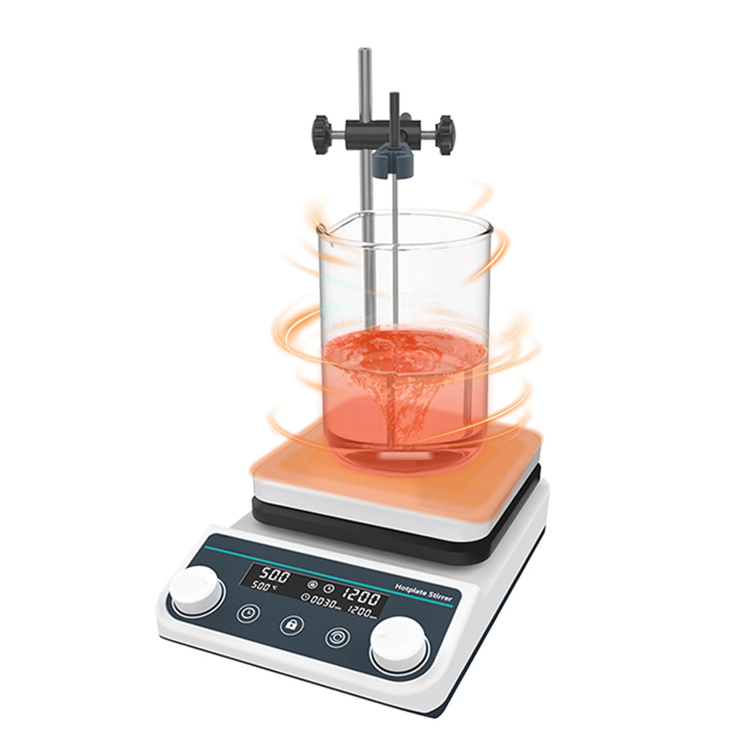 Placa Calefactora Con Agitador Magnético De 5 L,Velocidad De 50 a 1500 Rpm,Temperatura Máxima De 310 °c (590 °f), Temporizador De 1 Min a 12 H,Con Barra De Agitación,Sonda De Temperatura Y Soporte