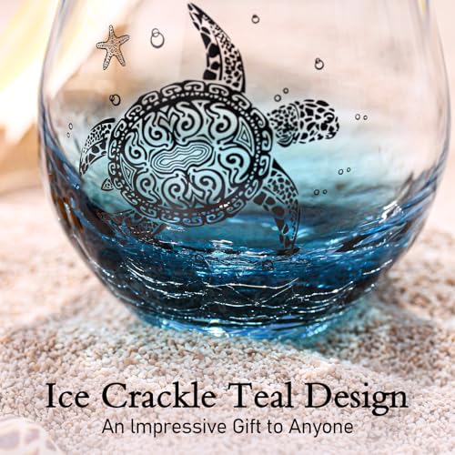 Physkoa Gifts for Mom-Sea Turtle Gifts for Women - Stemless Wine Glasses for Turtle Lovers and Ocean Enthusiasts,Birthday, House Warming Gift for Party Women,13.5OZ(Black) by Physkoa - Used condition - Image 5