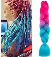 Eugenia Jumbo Braiding Hair 3pcs ombre pink/lake blue Synthetic Ombre braiding Hair Kanekalon Bra...