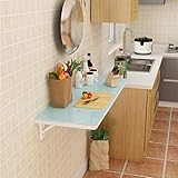 EYRMQWJPC Mesa Plegable Simple, Modern Minimalist Style Folding Shelf Bracket Stable Durable,Space Saving Folding Table,Load Capacity 50kg/110lb(Blue,100 * 30cm/39 * 12in)