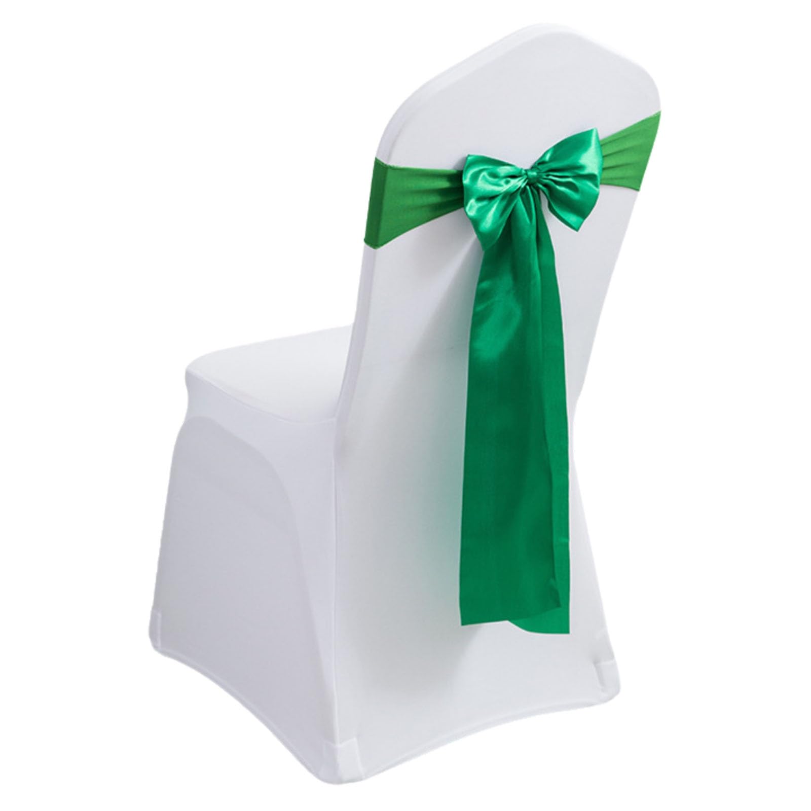 Stretch Chair Sashes, Chair Bows No Need Tied, Polyester Chair Bands, Sashes for Chair Covers for Hotel Wedding Reception Birthday Party Ceremony Decor(Dark Green,6PCS)
