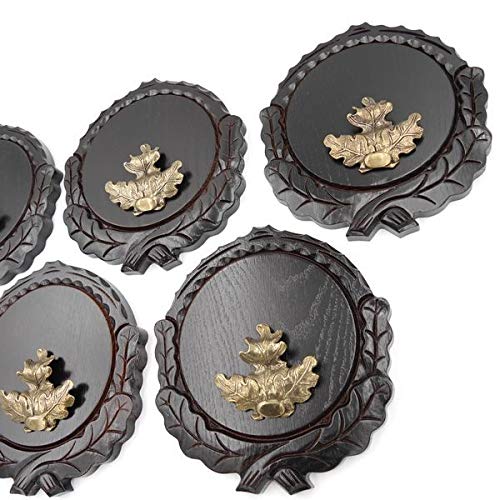 5 placas de cuña talladas oscuras AF 16 cm con 5 hojas de roble, portada grande, tabla cuña, tabla de especias, cartel trofeo.