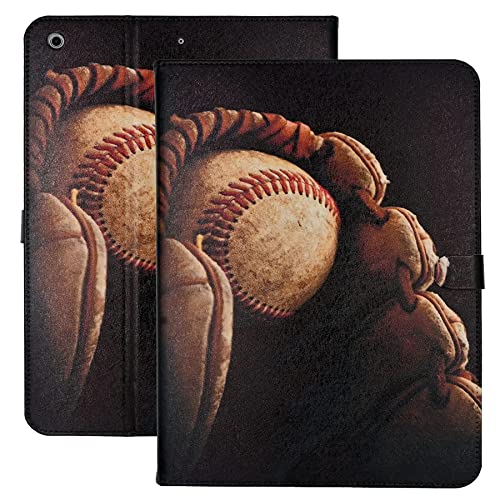 Yhb Case For Ipad 7Th, 8Th & 9Th Generation (10.2" Display - 2019, 2020 & 2021 Version), Premium Pu Leather Slim Folio Multi-Angle Stand Shockproof Tpu Cover, Baseball In Glove #TOP1