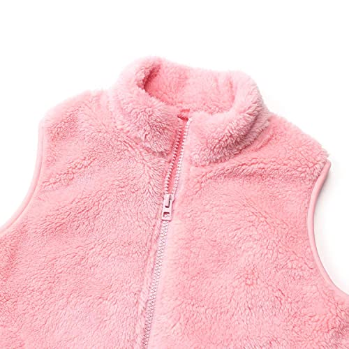 Image of JESKIDS Girls' Boys Sherpa Fleece Vest Outwear Lightweight Solid Color Cute Jacket with Pockets 2-11 Years