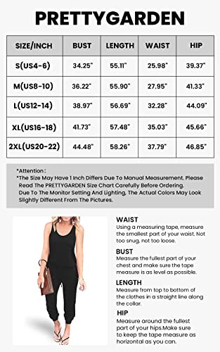 Prettygarden Women's Causal Tank Jumpsuits Sleeveless Drawstring Elastic Waist Loose Summer Romper (Black,Small) #TOP5