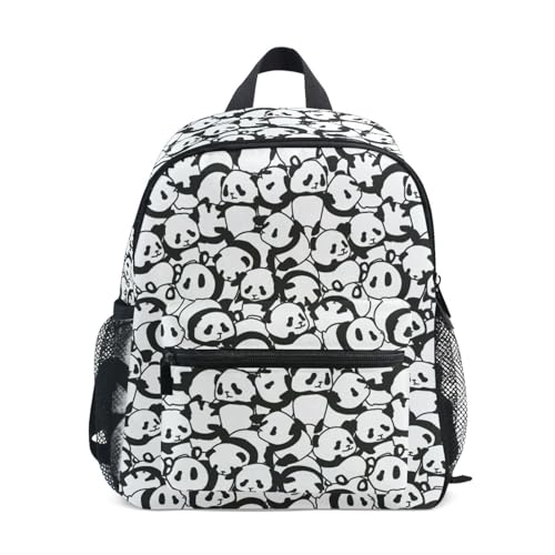 Caihoyu Mochila pequeña para niños y niñas, bonita mochila con correa para el pecho, ilustración de patrón de oso panda, ilustración de patrón de oso panda, talla S, Ilustración del patrón de oso