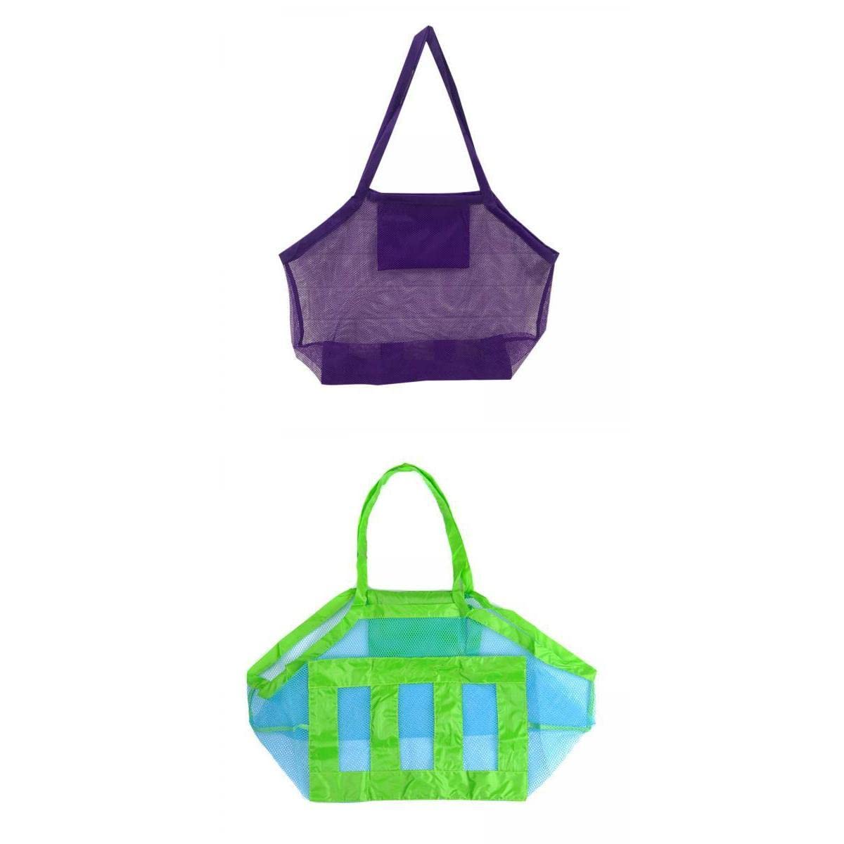 HEAVENGLOW 2 Pieces Big Mesh Beach Bag Pool Tote Bags Toy Bag Storage Organizer Folding-image-42