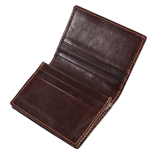 Easyoulife RFID Mens Slim Front Pocket Wallet Genuine Leather Bifold ID/Credit Card Holder2