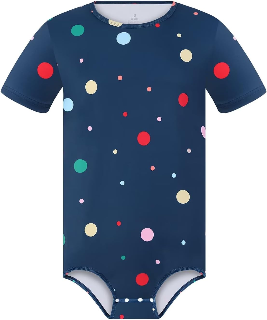Landofgenie Mens Onesie Short Sleeve Jumpsuits Printed Romper Pajamas Bodysuit Crotch Snaps- Polka Dot