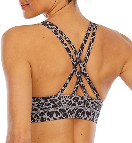 OUYISHANG Strappy Back Sports Bra,Yoga Bra,Workout Bras for Women,Leopard Sports Bra,Sports Bras for Women High Support Running BraY025-black Leopard-S