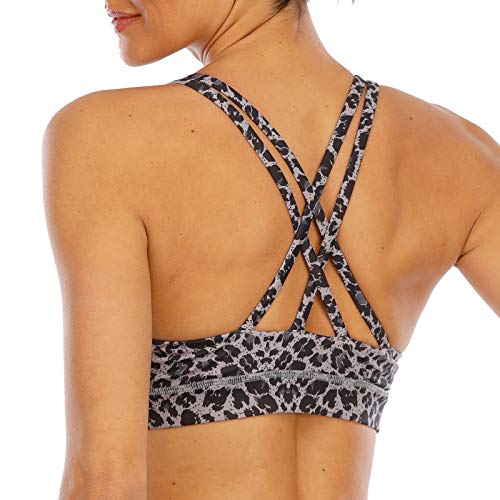 Ouyishang Strappy Back Sports Bra,Yoga Bra,Workout Bras For Women,Leopard Sports Bra,Sports Bras For Women High Support Running Bray025-Black Leopard-S #TOP12