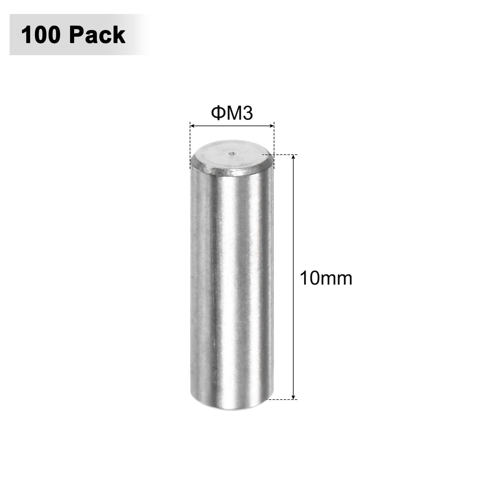 M METERXITY 100-Pack 3 x 10mm Dowel Pin, 304 Stainless Steel Support Pin Fastener Elements for Metal Devices/Wooden Projects - Image 3