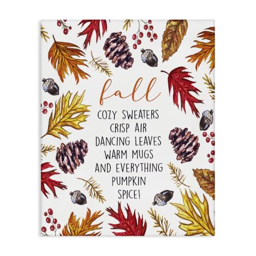 Stupell Industries List of Fall Favorites Autumn Forest Foliage Wreath, Designed by Elizabeth Tyndall Canvas Wall Art, Orange