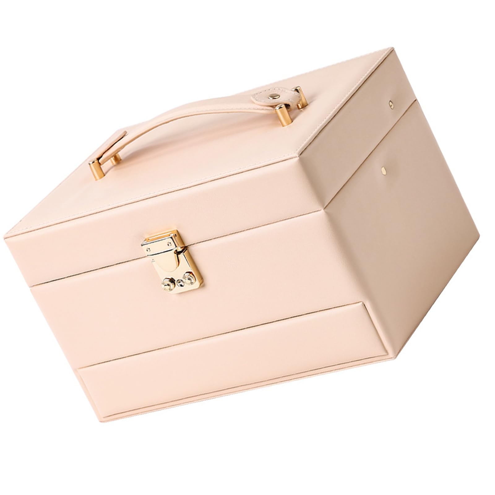Joyero de apertura automática, organizador de cuero de 3 niveles para aretes, collares, anillos, estuche de almacenamiento apto para viajes, estuche de joyería con múltiples compartimentos
