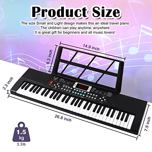 Hoilukfung 61 Keyboard Piano, Piano Keyboard For Kids, Electronic Digital Piano With Built-In Speaker And Microphone, Portable Keyboard Piano For Beginners, Birthday Gift For Kids #TOP4