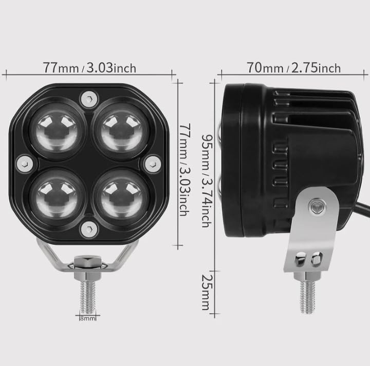 Schsteindar High Brightness Work Light, 4 Modes White,Yellow,Red Mix Blue with White+Yellow Flashing Mode, 50000+ Hours Lifespan, Heat Sink Design Pack Of 1 3